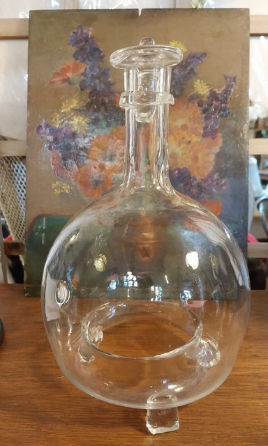 Ancien Piège à Mouches En Verre Soufflé - Moscaiola - XIXe Siècle