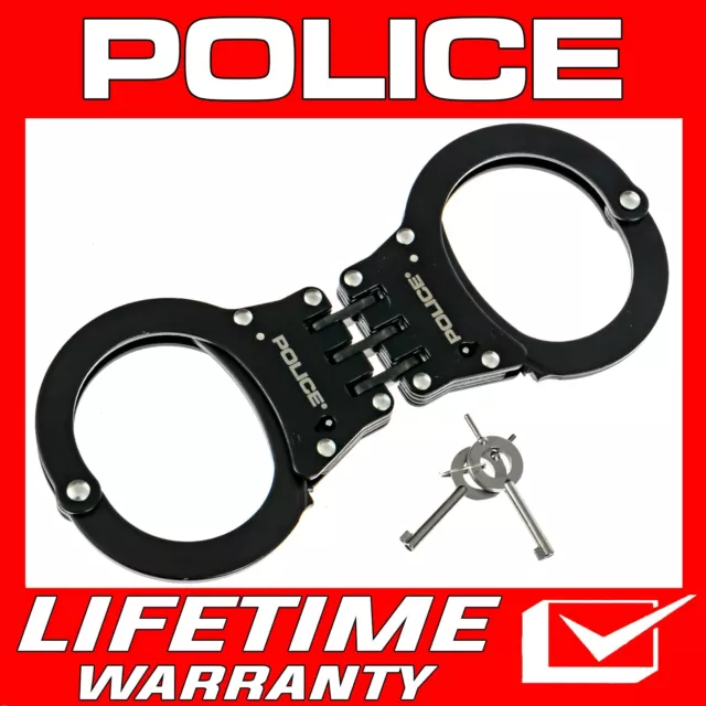 POLICE Handcuffs Double Lock Heavy Duty Professional Black