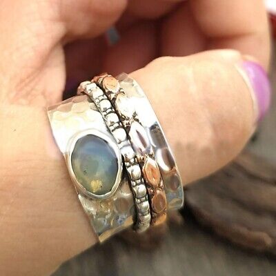 Labradorite Spinner Ring 925 Sterling Silver Ring Anxiety Ring Wide Ring EE-361 2
