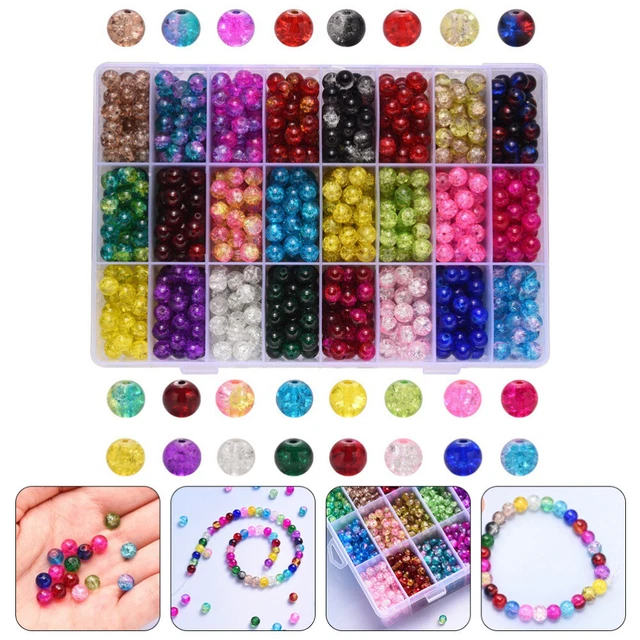 Mini Loose Beads Cracked Glass Beads Round Glass Beads Beads Crafts Necklace