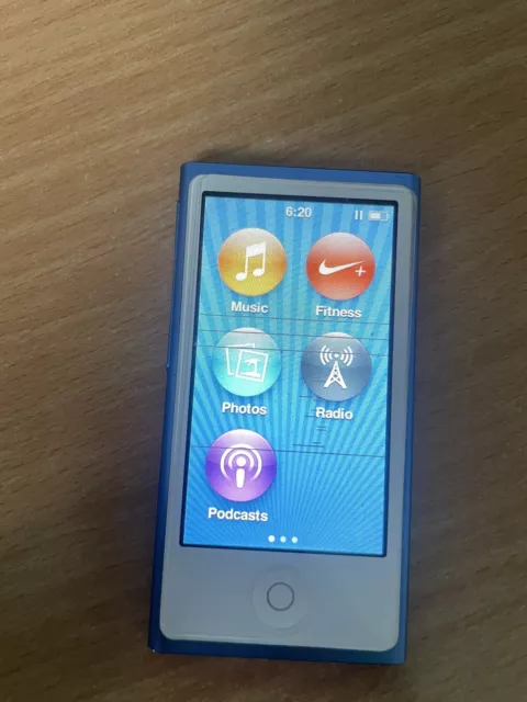 Apple iPod Nano 7th Generation 16GB Blue Player MP3- Screen Has Lines