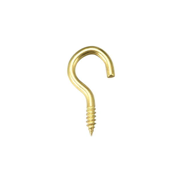 0.6" Screw Eye Hooks Self Tapping Screws Screw-in Hanger with Plate Golden 50pcs