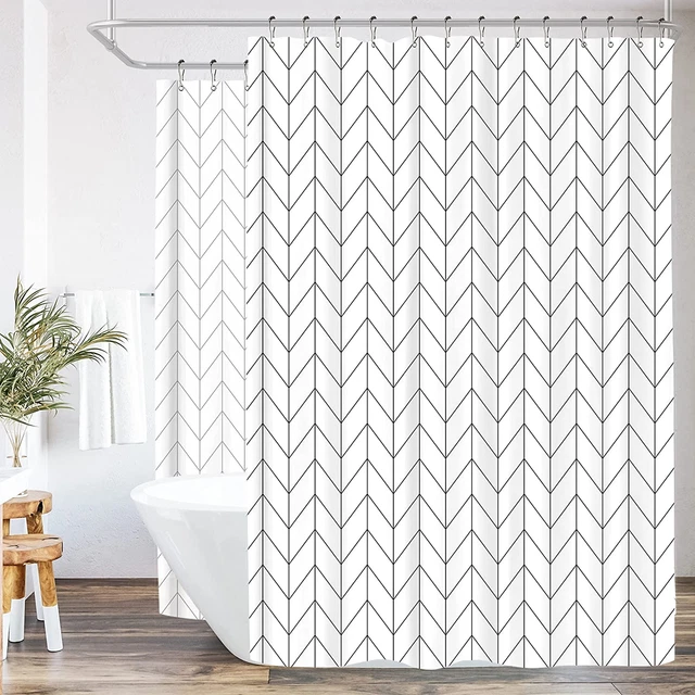 Riyidecor Clawfoot Tub Chevron Shower Curtain 180X70 Inch All around Bathtub Wra