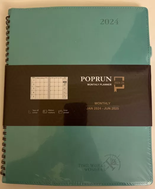 POPRUN Spiral Monthly Planner 2024-2025 8.5” X 10.5”18-Month Calendar Book