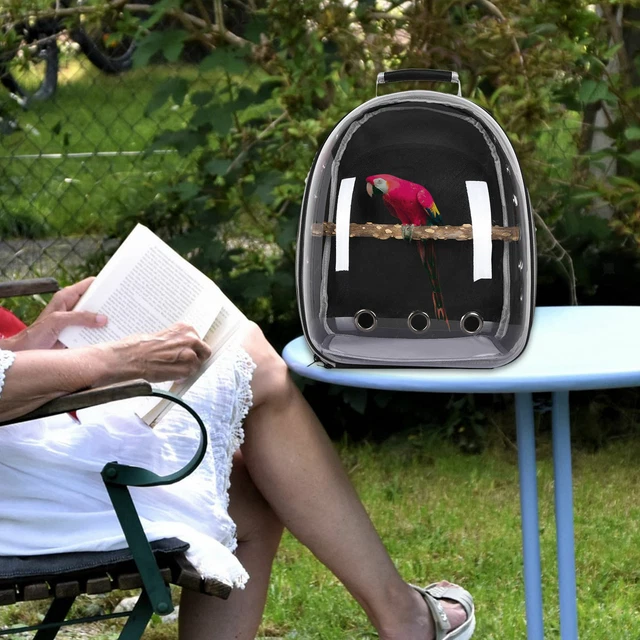 Bird Carrier Cage Shoulder Bag Pet Parrot Travel Breathable Clear Backpack