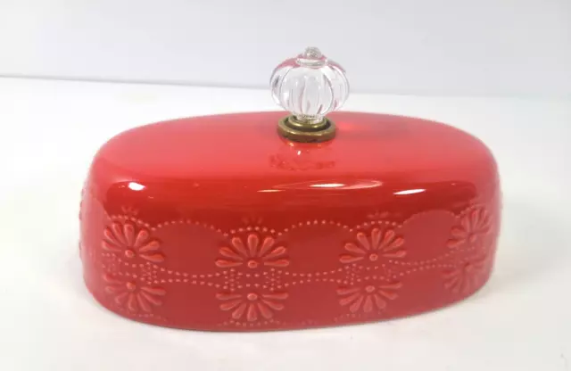 Plato de mantequilla cubierto rojo ""Floral Bursts"" para mujer Pioneer SOLAMENTE TAPA - REPUESTO