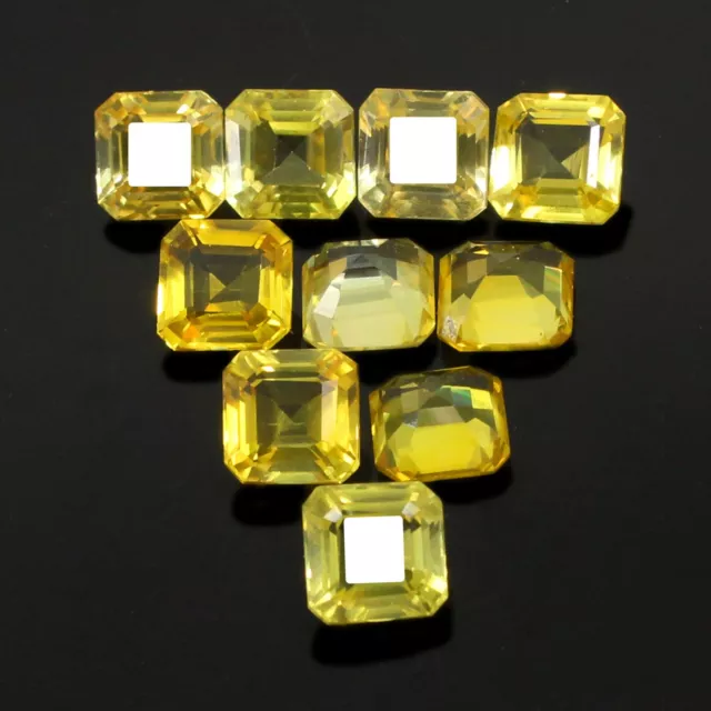 Certifié 6x6 MM Radiant Coupe Ceylan Jaune Saphir 10 Pièces Lot Naturel AAA+