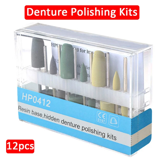 12Pcs Dental Diamond Burs Hidden Resin Base Polishing Kit for Low-Speed Silicone