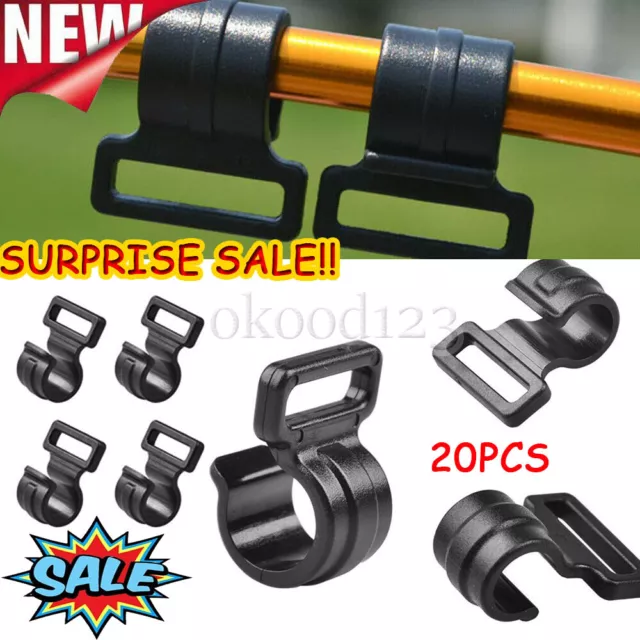 20x Tent Hooks Camping Caravan/Awning Tent Pole Plastic Inner C Clips Set Newest