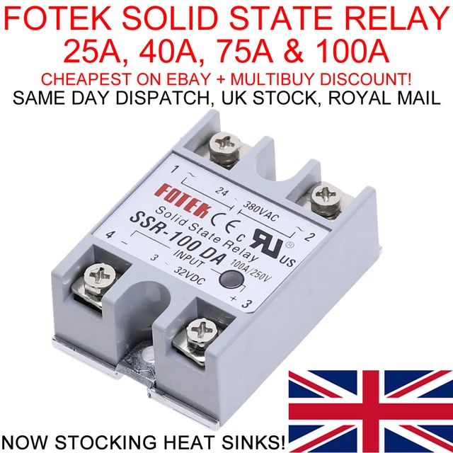 SOLID STATE RELAY Module SSR 25A 40A 75A AA DA DD AC & DC Heatsinks