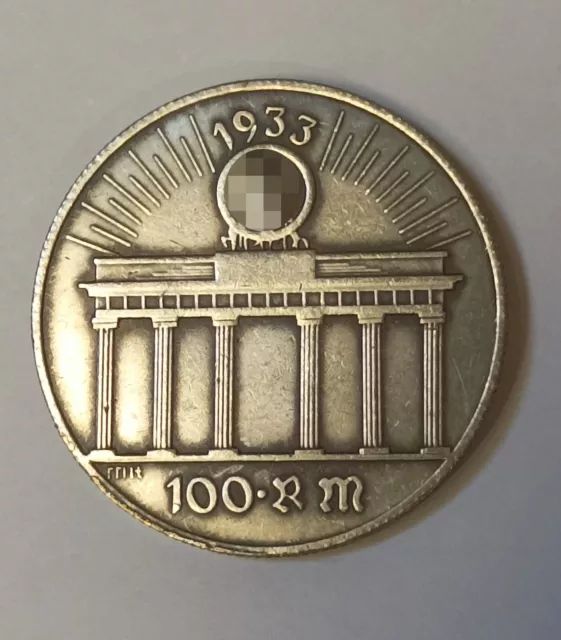 Piece Hitler 1933 100M Reichsmark Coin REICHSTAG ww2 German WW2