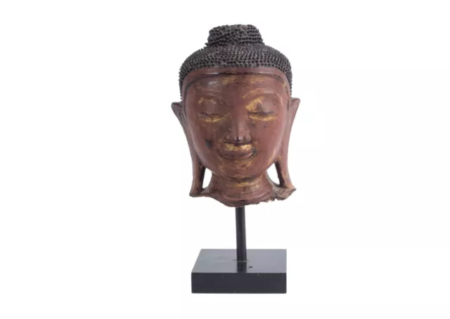 Burma 19 20. C. Head of Buddha Patent / Paper Maché Antique Burmese Lacquer Head