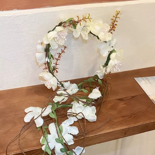 White Flower Headband Hair Hoop Bridal Crown Fairy Floral Garland  Beach