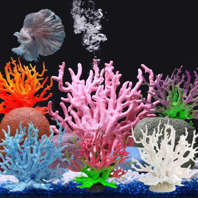 1* Artificial Coral Ornament Resin Fish Tank Plant Aquarium Landscape Decoration
