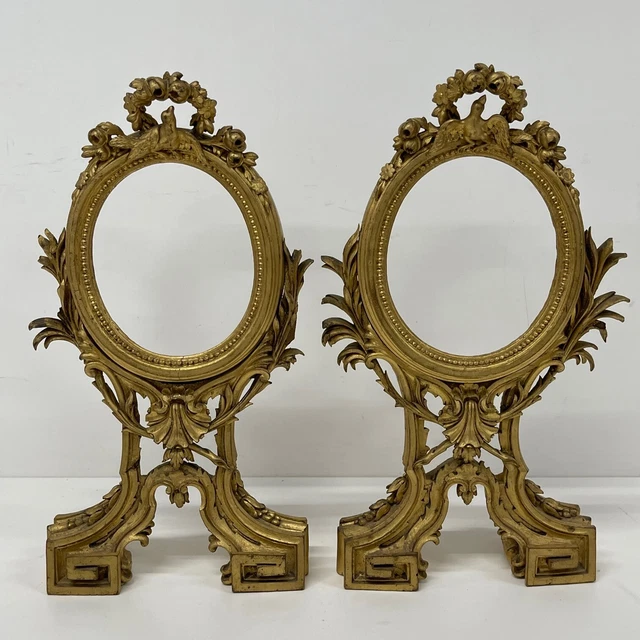 Pair Antique Carved Gilt Wood Frames French 28cm 19th century