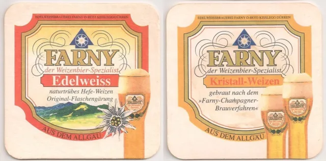 Edelweissbrauerei Farny - alter Bierdeckel "Kristall-Weizen / Edelweiss"