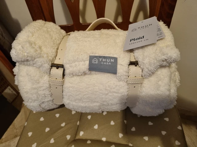 Set Cesto E Plaid THUN - Coperta Caramello 120x160 Cm, Ideale Come Regalo