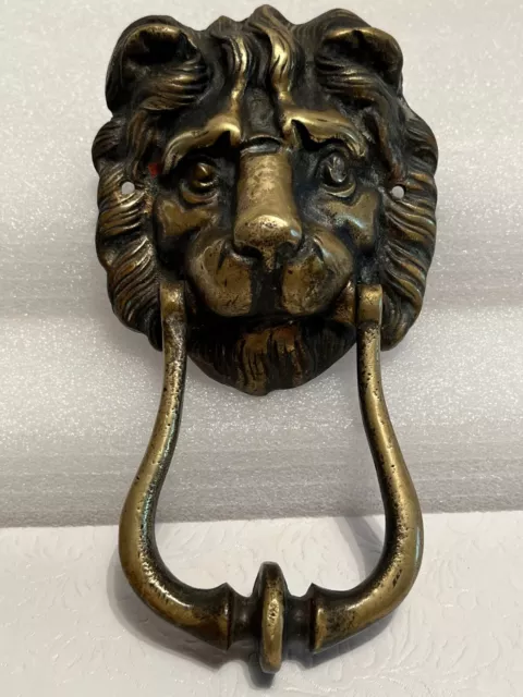 Vintage Brass Lion Head Door Knocker 8 Inches tall