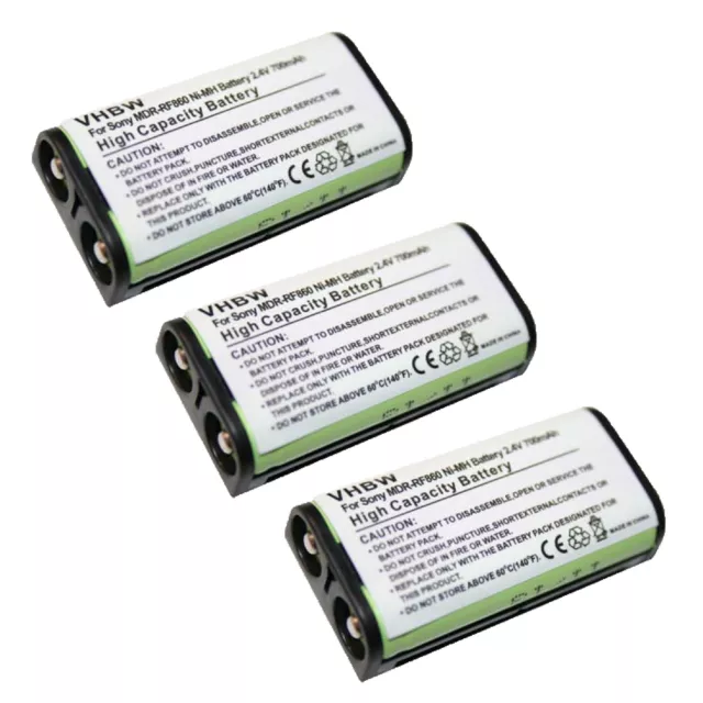 3x Batterie pour Sony MDR-RF810 MDR-RF4000K MDR-RF4000 MDR-RF810R 700mAh 2,4V