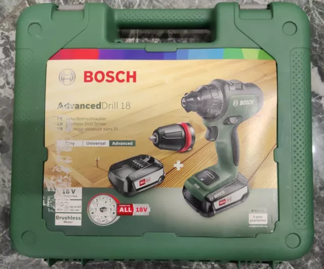 Bosch AdvancedDrill 18 Akku-Bohrschrauber 18V Brushless 32Nm  2x Akku 2,5AAD 70