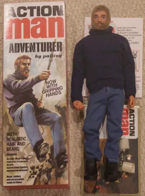 Vintage Action Man 40. Jahrestag beflocktes Haar Abenteurer Griff Hände verpackt