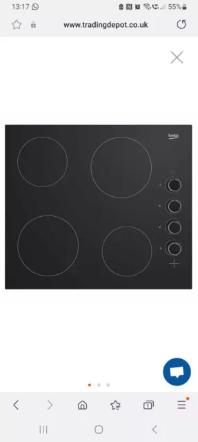 Beko HCC64103 60cm Built-In Electric Ceramic Hob - Black
