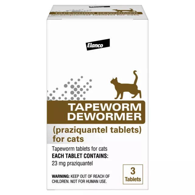 Elanco Tapeworm Dewormer (Praziquantel tablets) for Cats and Kittens 6 Weeks and