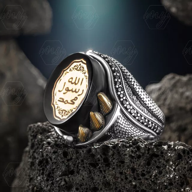 925 Sterling Silver Allah Rasul Muhammad Written Claw