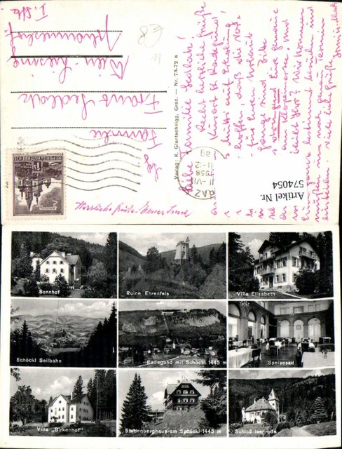 574054,Mehrbild Ak Sankt Radegund bei Graz Schöckl Seilbahn Ruine Ehrenfels Schl