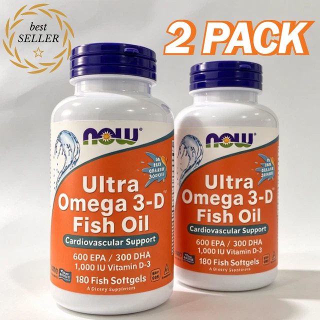 NOW ULTRA OMEGA 3 180 Softgels Fish Oil Enteric Coated Heart Brain UK ...