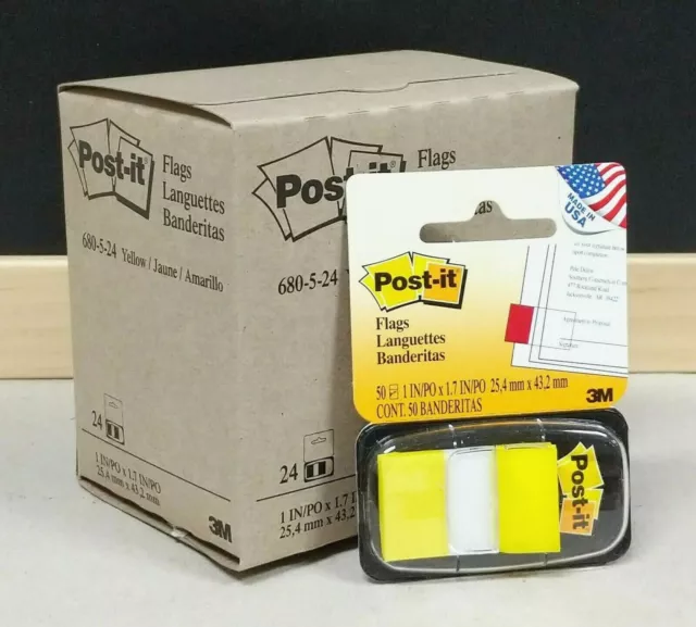 Post-it 3M Flags 25 x 43mm Primary Color 1200 Sheet w/ Dispenser Yellow 680-5-24