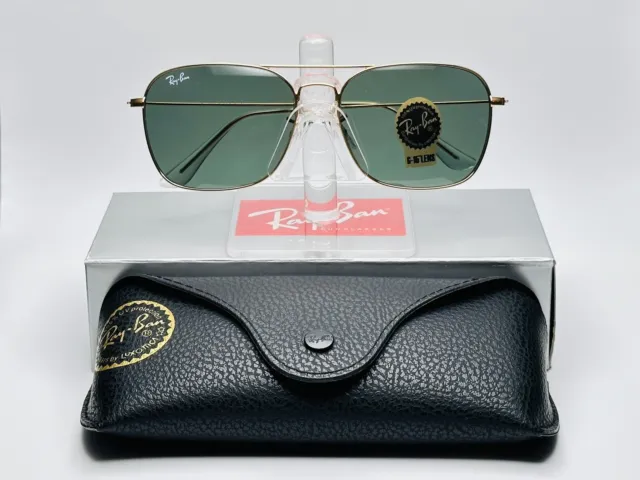 Ray-Ban Caravan RB3136 58mm Metal Unisex Sunglasses - Gold / Green Gradient Lens