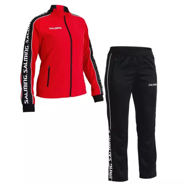 Salming Delta Trainingsanzug Jogginganzug Tracksuit Jacke + Hose rot/schwarz WOW