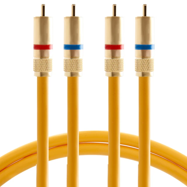 PAIR HIFI RCA Cable Signal Cord Gold Plated Plugs Interconnect Wires