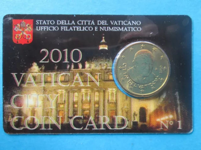 Coin Card N°1 / Euro Du Vatican Piece 50 Cent  Annee 2010