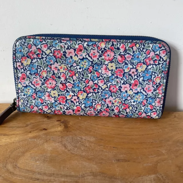 Cath Kidston Blue Ditsy Floral Ladies Wallet Zip Around Oilcloth Coin/Note Purse