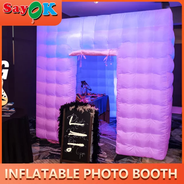 CN STOCK Inflatable Photo Booth Portable Photobooth White Air Tent W/LED Lights