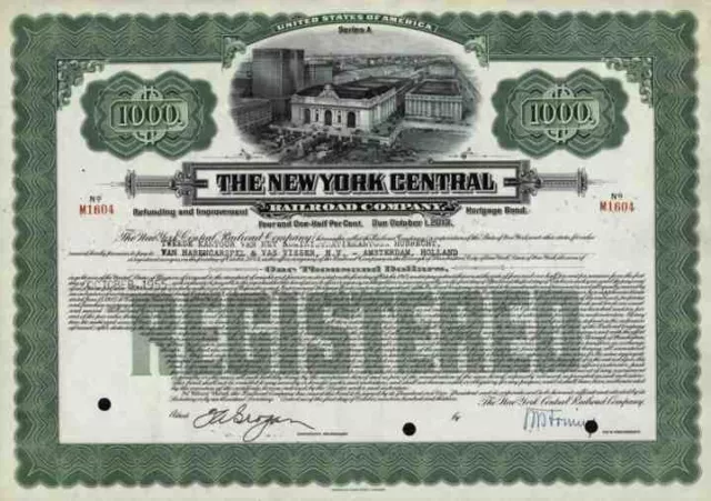 New York Central Railroad 1955 New York Albany Buffalo 1000 $ ConRail Mortage B