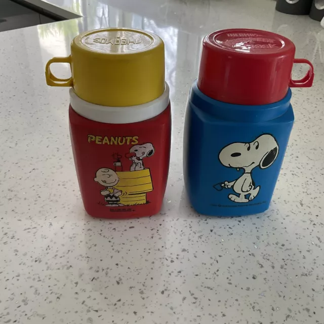 Vintage Snoopy Charlie Brown Peanuts  Thermos Flasks Roughneck