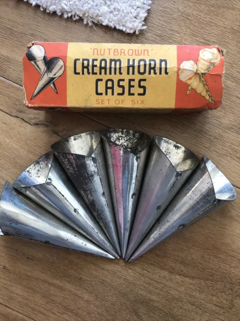 6 NutbrownMetal Cream Horn Moulds  – Baking  With Box – Kitchenalia! Vintage