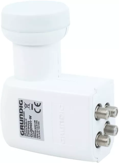 GSS Grundig Quad LNB weiß - 4 Teilnehmer, 0,1dB, FULL-HD 4K Wetterschutz 3D LNC