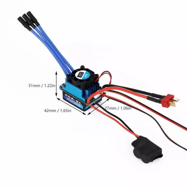 60A ESC Brushless Speed Controller for 1/10 RC Car Truck Sensorless Motor