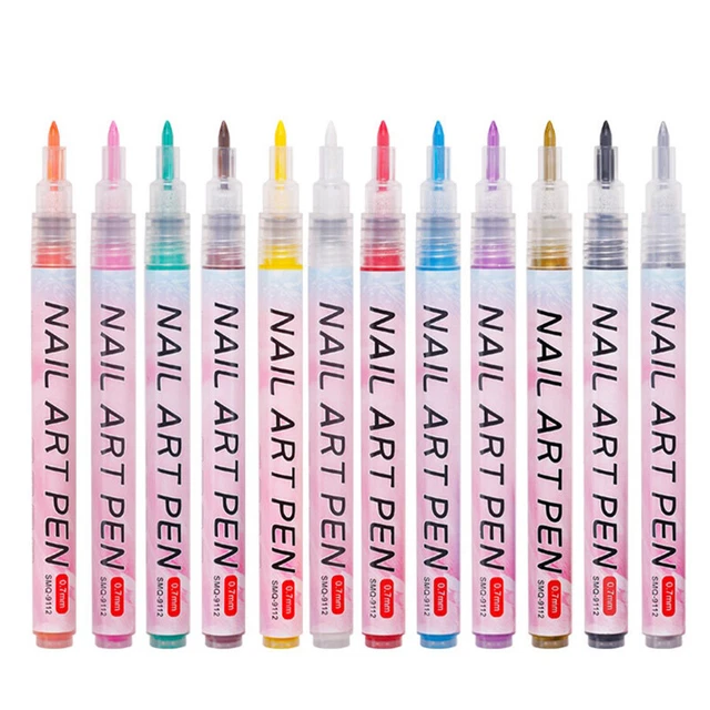 Penna per graffiti nail art smalto gel UV impermeabile vernice disegno spazzola fodera D ~~