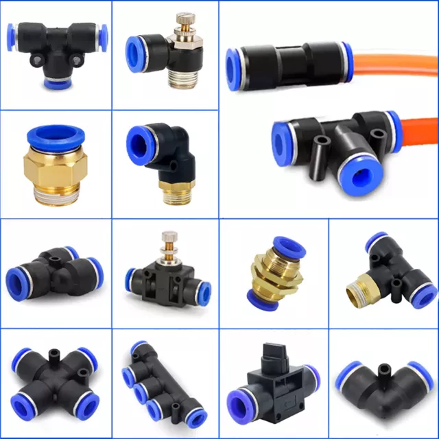 Pneumatic Push Fit Connectors Air Water Hose Speed Push In Fittings - All Type