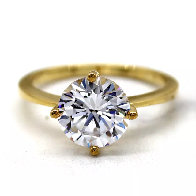 3 CT Rond Solitaire Simulé Anneau Fiançailles Diamant or Jaune Meaniful Cadeau