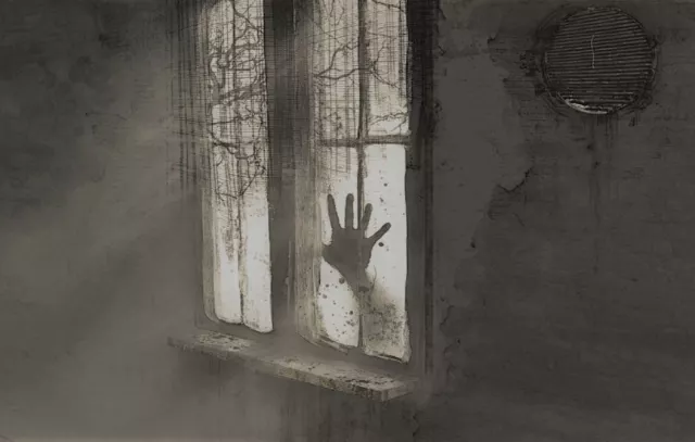 Stampa con Cornice – Ghostly Mano su Un Vetro (Gotico Foto Horror Poster Arte)