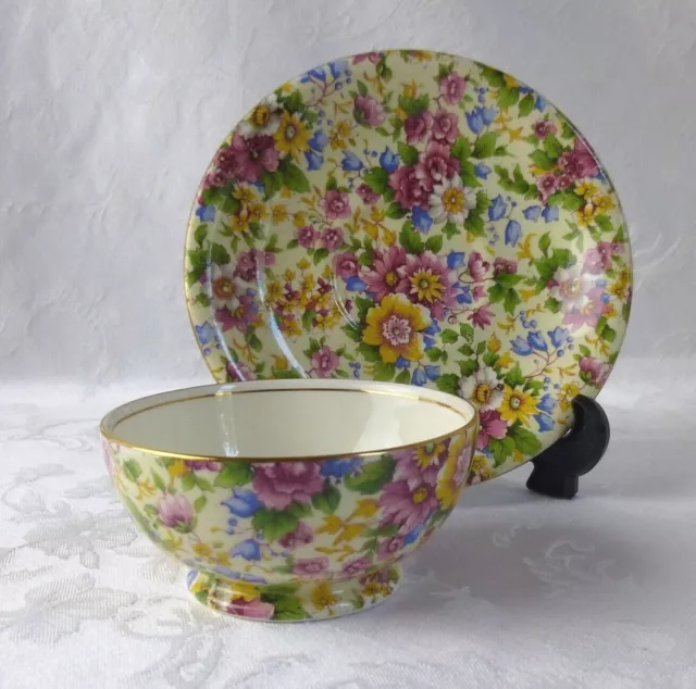 Royal Winton Chintz Cheadle open sugar and tea saucer