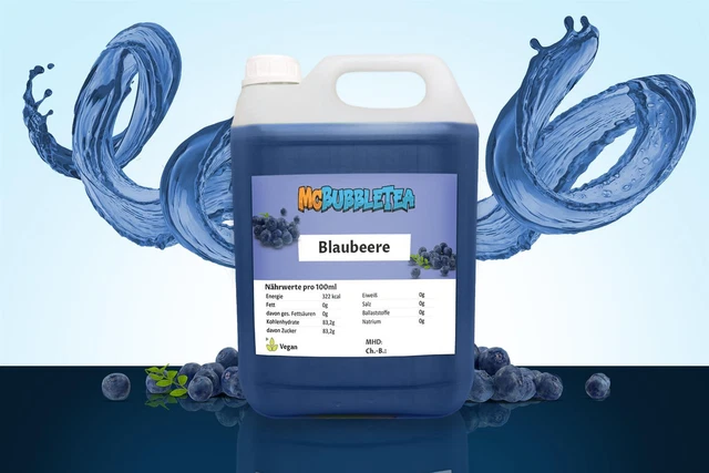 (7,99 EUR/l) Bubble Tea Sirup 5 Liter Blaubeere Infusion/ Konzentrat 1:20