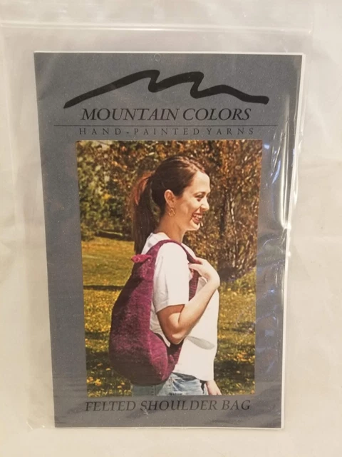"Bolso de hombro de fieltro"" patrón de costura de colores de montaña hilos pintados a mano"