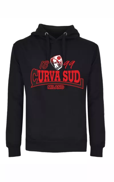 Felpa nera unisex con cappuccio e marsupio con stampa esclusiva Curva sud